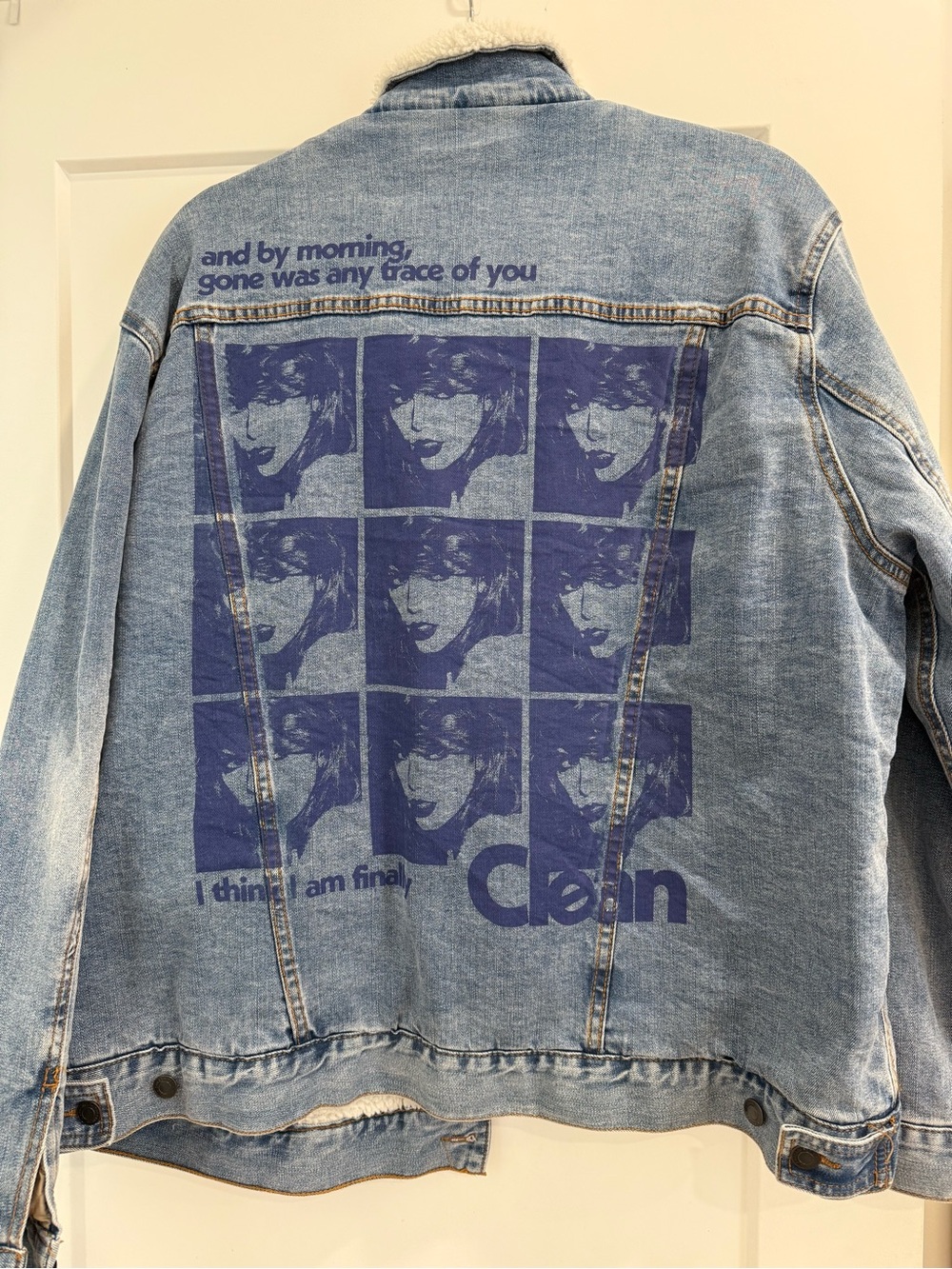 Taylor Swift CLEAN denim jean jacket sherpa lining size XL
